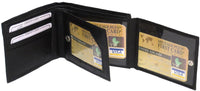 Genuine Leather Men's Bi-Fold Wallet BLACK with 12 Card Slots #4177