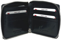 Genuine Cowhide Leather Metal Zip Around Men's RFID Wallet #4631