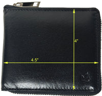 Genuine Cowhide Leather Metal Zip Around Men's RFID Wallet #4631