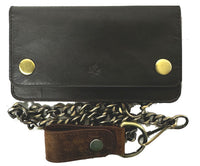 Genuine Cowhide Truckers' RFID Wallet with Chain #4636