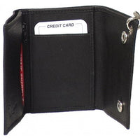 Genuine Leather Cowhide Men's Trifold Wallet with Chain - 4654