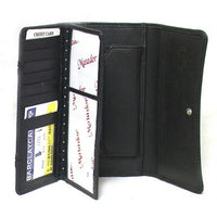 Genuine Lambskin Leather Ladies Medium Wallet BLACK # 7296