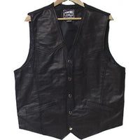Genuine Leather Dress Vest Plain Black # 9690